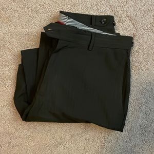 Charcoal-gray grid-check Haggar side-tab trousers, 33x30